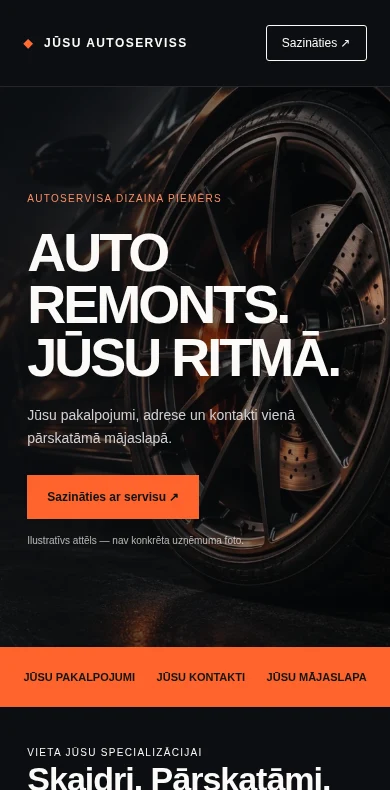 Tā paša mājaslapas piemēra mobilais skats
